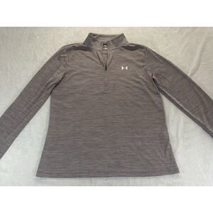 Under Armour Mens M Pullover Heather Tan 1/4 Zip Athletic Shirt Loose Gorpcore